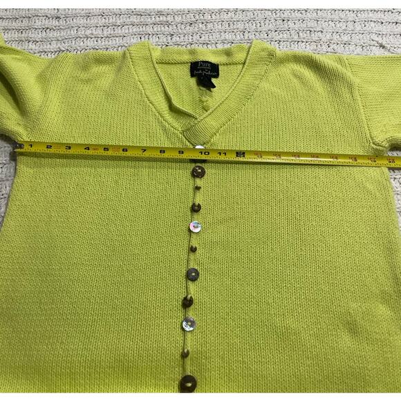 Pure Handknit for Fresh Produce Sweater Funky Buttons Womens XS Small Chartreuse - Picture 4 of 9